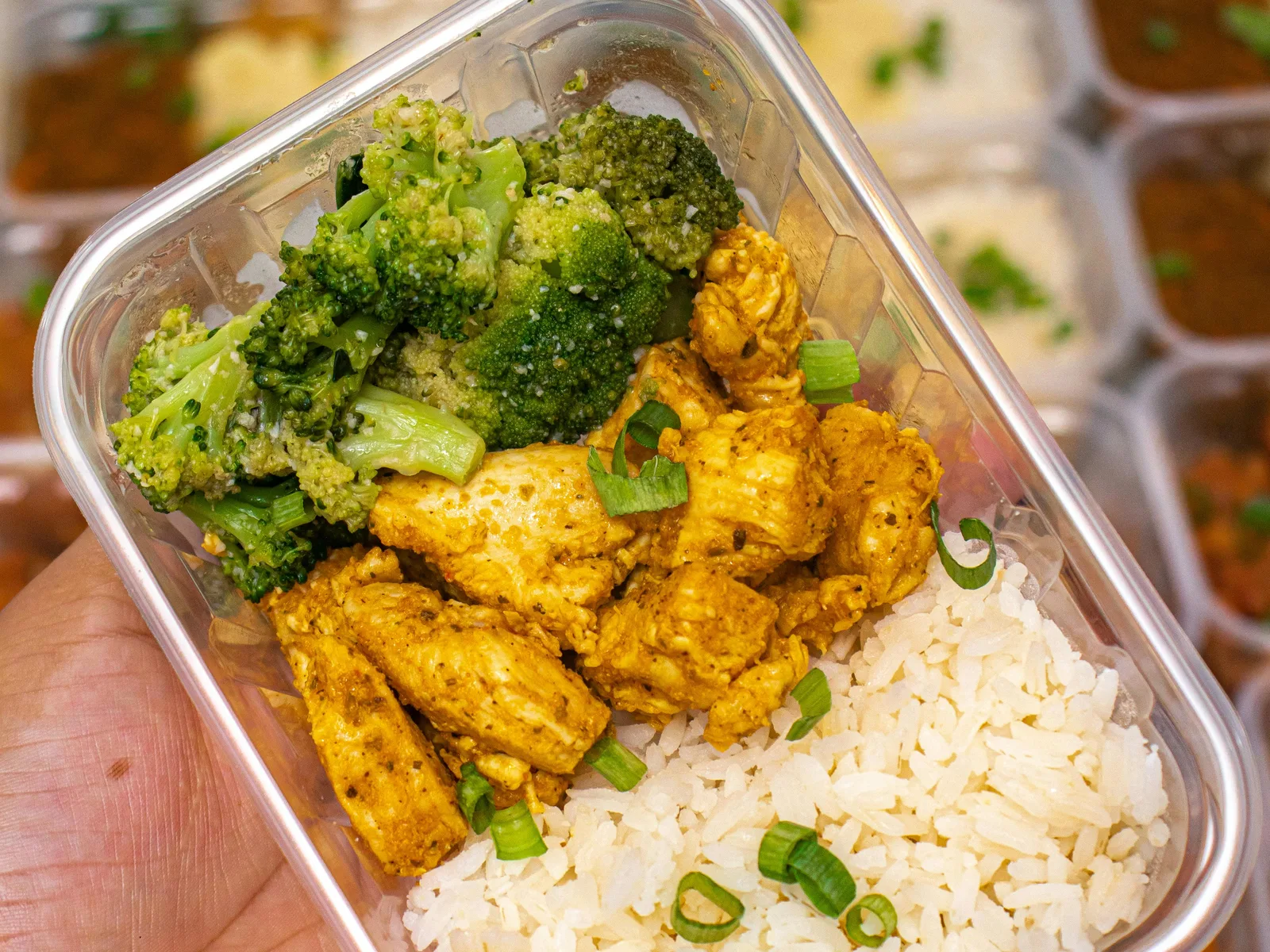 Chicken rice meal prep bowls with broccoli